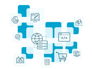 icons on blocks representing digital services