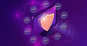 Isometric screen with a shield in the middle and a heap of acronyms i've never heard of