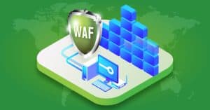 isometric abstract diagram of infrastructure being protected by a WAF