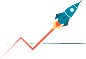 Rocket with sweet graph coming out of the exhaust